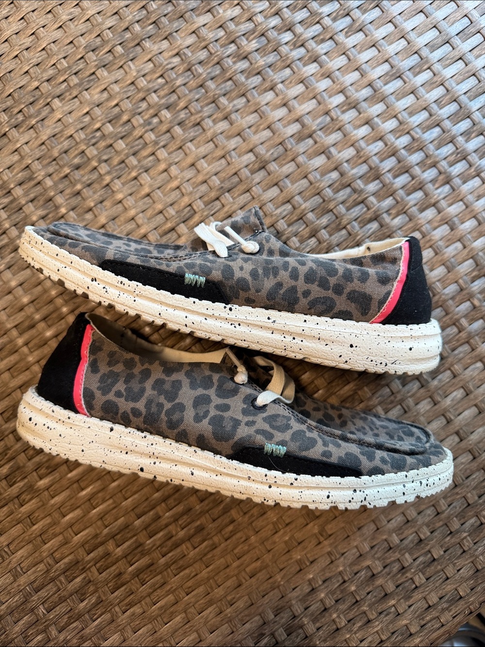 Hey Dude Women's Leopard-Print Slip-On Sneakers with White Laces - Picture 2 of 5